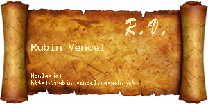 Rubin Vencel névjegykártya